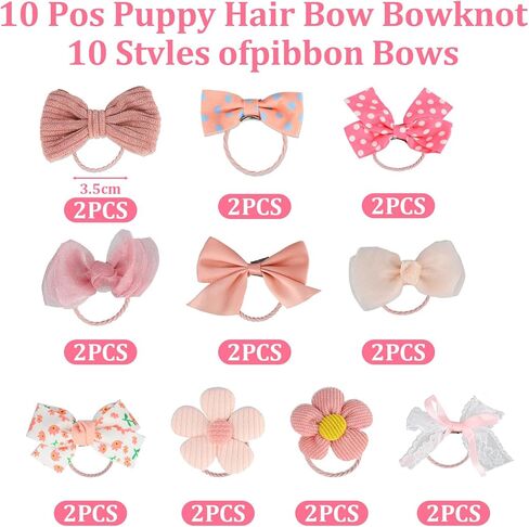 20 PCS Sakura Pink Dog Hair Bow ، Bow Bow Bow with Rubber Bands مرنة ، مزيج على النمط المصنوع يدويًا الكلاب اللطيفة GOOMING BOWKNOT BOWKNOT TOP FOUR in Kuwait