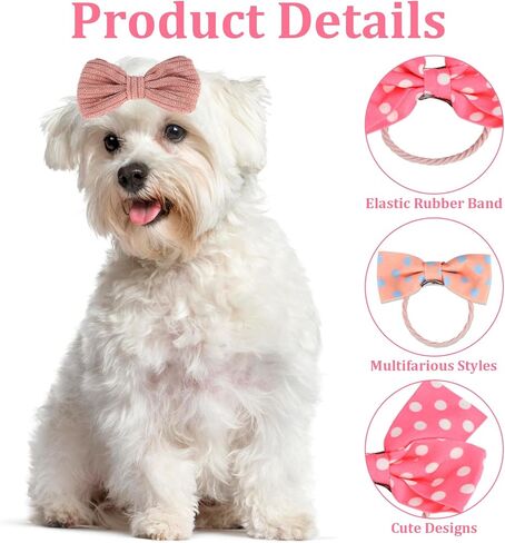 20 PCS Sakura Pink Dog Hair Bow ، Bow Bow Bow with Rubber Bands مرنة ، مزيج على النمط المصنوع يدويًا الكلاب اللطيفة GOOMING BOWKNOT BOWKNOT TOP FOUR in Kuwait