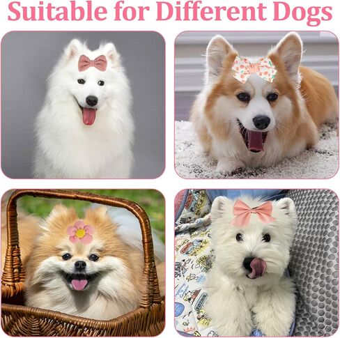 20 PCS Sakura Pink Dog Hair Bow ، Bow Bow Bow with Rubber Bands مرنة ، مزيج على النمط المصنوع يدويًا الكلاب اللطيفة GOOMING BOWKNOT BOWKNOT TOP FOUR in Kuwait
