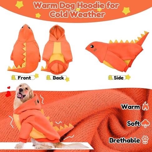 Lelepet Dinosaur Costume - Large Dog Halloween Costume, Warm Fleece Hoodie for Small Dogs, Thick Sweatshirt, French Bulldog, Beagle, Lab, Dachshund, Greyhound, Pitbull, Purple （XS-2XL in Kuwait