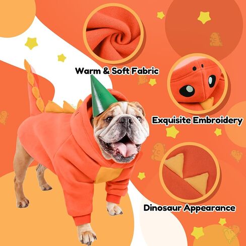 Lelepet Dinosaur Costume - Large Dog Halloween Costume, Warm Fleece Hoodie for Small Dogs, Thick Sweatshirt, French Bulldog, Beagle, Lab, Dachshund, Greyhound, Pitbull, Purple （XS-2XL in Kuwait