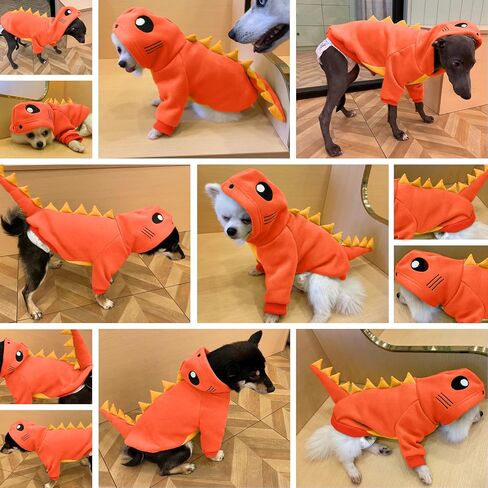Lelepet Dinosaur Costume - Large Dog Halloween Costume, Warm Fleece Hoodie for Small Dogs, Thick Sweatshirt, French Bulldog, Beagle, Lab, Dachshund, Greyhound, Pitbull, Purple （XS-2XL in Kuwait