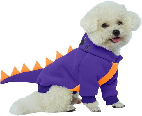 Lelepet Dinosaur Costume - Large Dog Halloween Costume, Warm Fleece Hoodie for Small Dogs, Thick Sweatshirt, French Bulldog, Beagle, Lab, Dachshund, Greyhound, Pitbull, Purple （XS-2XL in Kuwait