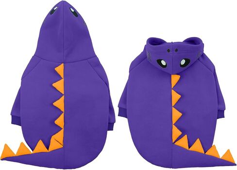 Lelepet Dinosaur Costume - Large Dog Halloween Costume, Warm Fleece Hoodie for Small Dogs, Thick Sweatshirt, French Bulldog, Beagle, Lab, Dachshund, Greyhound, Pitbull, Purple （XS-2XL in Kuwait