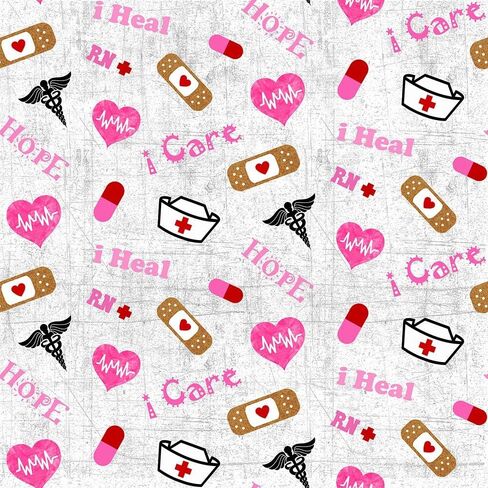 SYKEL ENTERPRISES Nurse Cotton Fabric-100% Cotton Fabric with Cute Nurse and Care Print in Saudi Arabia
