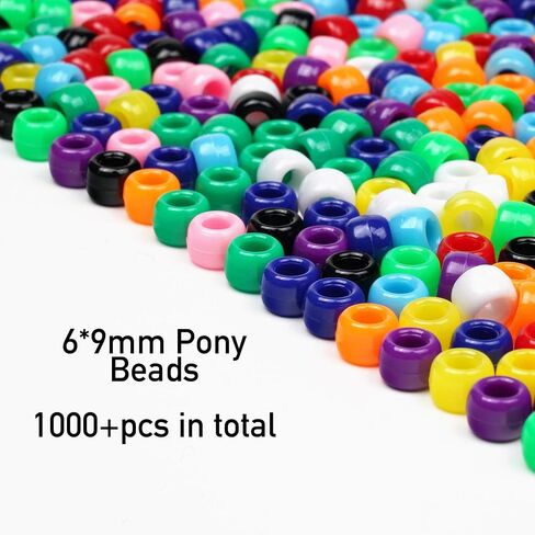 Melius 1000pcs Bony Beads Beads ، حبات المهر الملونة 9 ملم للأساور ، ضفائر الشعر ، صنع المجوهرات (ألوان صلبة) in Kuwait