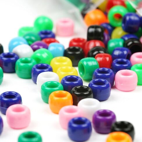 Melius 1000pcs Bony Beads Beads ، حبات المهر الملونة 9 ملم للأساور ، ضفائر الشعر ، صنع المجوهرات (ألوان صلبة) in Kuwait