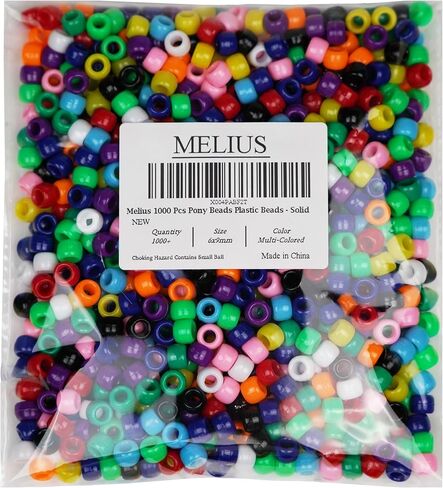 Melius 1000pcs Bony Beads Beads ، حبات المهر الملونة 9 ملم للأساور ، ضفائر الشعر ، صنع المجوهرات (ألوان صلبة) in Kuwait