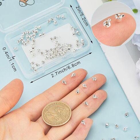 Beebeecraft 100Pcs Brass Crimp Beads Round Loose Rondelle Crimp Spacer Beads Silver Metal Necklace Ends Accessories for DIY Crafts Jewelry Making in Saudi Arabia