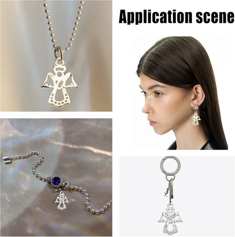 Ph Pandahall Angel Charm 20pcs Angel Wing Pendants Love Heart Rhinestone Charms Brass Micro Pave Zirconia Zirconia Dangle Tharms for Christmas Making Sedring Netring Bracelet (Gold & Platinum) in Saudi Arabia