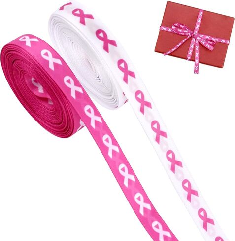 Boxob 2 Rolls Pink & White Thowisher Armbons ، Polyester Printing Printing Production Products Attisors Exclseories for Hight in Saudi Arabia