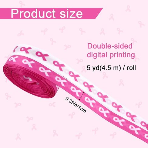 Boxob 2 Rolls Pink & White Thowisher Armbons ، Polyester Printing Printing Production Products Attisors Exclseories for Hight in Saudi Arabia