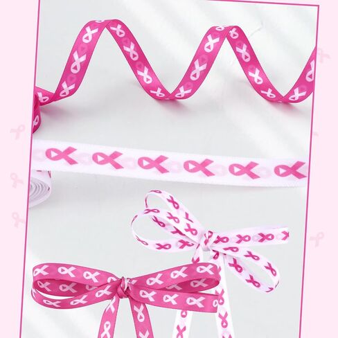 Boxob 2 Rolls Pink & White Thowisher Armbons ، Polyester Printing Printing Production Products Attisors Exclseories for Hight in Saudi Arabia