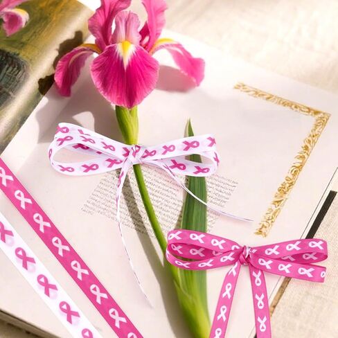 Boxob 2 Rolls Pink & White Thowisher Armbons ، Polyester Printing Printing Production Products Attisors Exclseories for Hight in Saudi Arabia