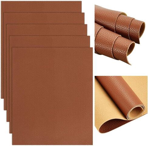 AHANDMAKER 5 Pcs Laserable Leather Sheets, 9.8 x 11.8 inch Leatherette Patches Blanks Laserable Engravable Faux Leatherette Sheets Laser Engraving Art Craft Supplies and Materials, Reddish Brown in Saudi Arabia