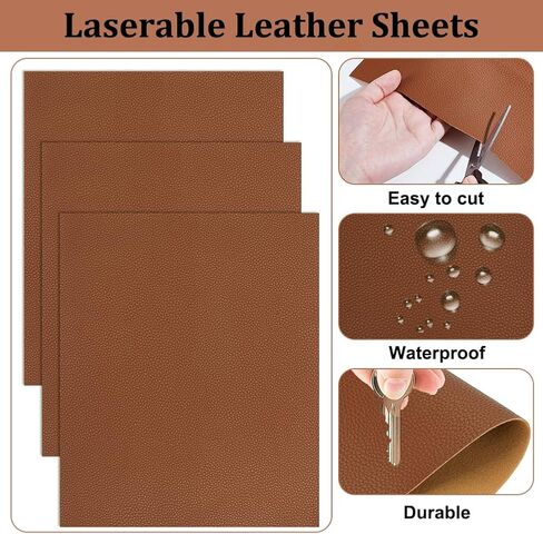 AHANDMAKER 5 Pcs Laserable Leather Sheets, 9.8 x 11.8 inch Leatherette Patches Blanks Laserable Engravable Faux Leatherette Sheets Laser Engraving Art Craft Supplies and Materials, Reddish Brown in Saudi Arabia