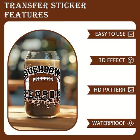 UV DTF Cup Wrap - 24 Sheets America Sport UV DTF Cup Wraps for 16 oz America Football Uvdtf Decals Waterproof Rub on Transfer Baseball Stickers for Glass Cups Wood Crafts (Football) in Saudi Arabia