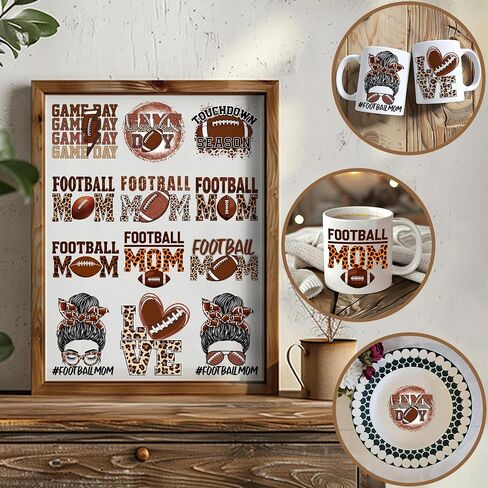 UV DTF Cup Wrap - 24 Sheets America Sport UV DTF Cup Wraps for 16 oz America Football Uvdtf Decals Waterproof Rub on Transfer Baseball Stickers for Glass Cups Wood Crafts (Football) in Saudi Arabia