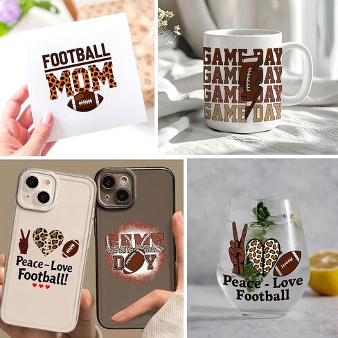 UV DTF Cup Wrap - 24 Sheets America Sport UV DTF Cup Wraps for 16 oz America Football Uvdtf Decals Waterproof Rub on Transfer Baseball Stickers for Glass Cups Wood Crafts (Football) in Saudi Arabia