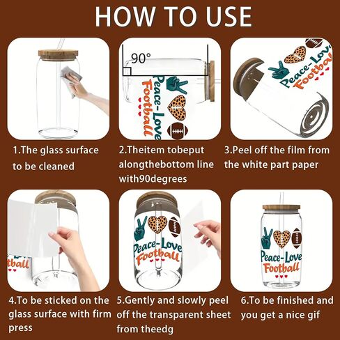UV DTF Cup Wrap - 24 Sheets America Sport UV DTF Cup Wraps for 16 oz America Football Uvdtf Decals Waterproof Rub on Transfer Baseball Stickers for Glass Cups Wood Crafts (Football) in Saudi Arabia