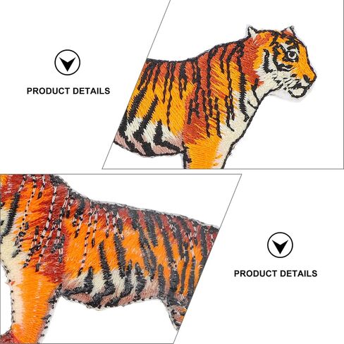 Tiger Applique Animal Embroidery Patches: Tiger Iron On Patch 2pcs Clothing Sew On Patches Garment Stickers for DIY Valentines Jeans Jackets Arts Craft Sew Making in Saudi Arabia