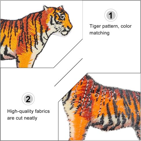Tiger Applique Animal Embroidery Patches: Tiger Iron On Patch 2pcs Clothing Sew On Patches Garment Stickers for DIY Valentines Jeans Jackets Arts Craft Sew Making in Saudi Arabia