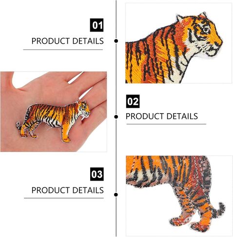 Tiger Applique Animal Embroidery Patches: Tiger Iron On Patch 2pcs Clothing Sew On Patches Garment Stickers for DIY Valentines Jeans Jackets Arts Craft Sew Making in Saudi Arabia