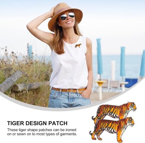 Tiger Applique Animal Embroidery Patches: Tiger Iron On Patch 2pcs Clothing Sew On Patches Garment Stickers for DIY Valentines Jeans Jackets Arts Craft Sew Making in Saudi Arabia