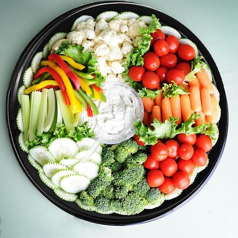 Frcctre 12 Pack Plastic Serving Tray with Lid, 12" Plastic Disposable Food Serving Platters with Clear Dome Lids, Stackable Round Trays for Party, Takeout Food, Catering, Picnic in Saudi Arabia