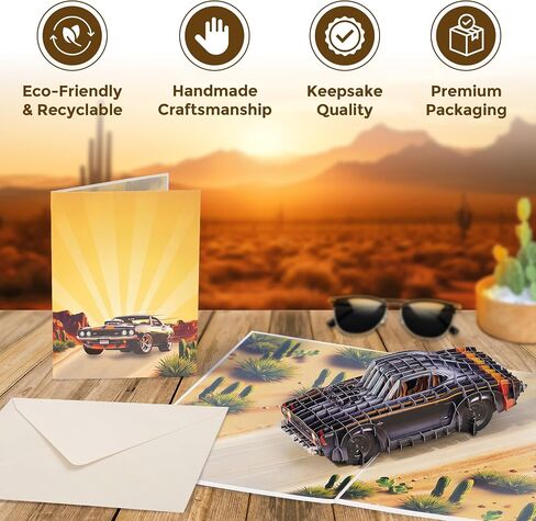 Classic Car 3D Pop Up Card – Birthday Cards for Men, Father’s Day Card Car Theme, Muscle Car Greeting Card, Unique Gift for Classic Car Lover, Handmade Keepsake for Dad, Husband, or Boyfriend in Saudi Arabia