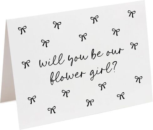 Flower Girl proposal card. Will you be our flower girl. Printed card for bridal party. Cute Bows. Neice Daughter. One Card. (Flower Girl) in Saudi Arabia