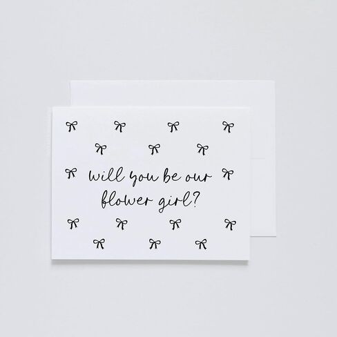 Flower Girl proposal card. Will you be our flower girl. Printed card for bridal party. Cute Bows. Neice Daughter. One Card. (Flower Girl) in Saudi Arabia