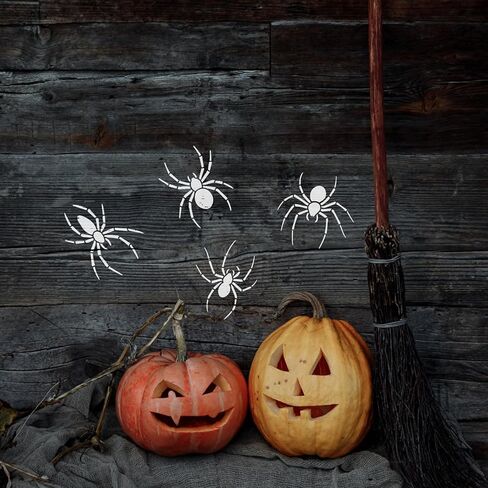 Fingerinspire 9pcs العنكبوت الإستنسل مع الفرشاة البلاستيكية 1pc 5.9x5.9inch 9 أنماط العناكب النمط استنسل قالب هالوين قالب للطلاء على الأثاث الخشب الخشب الأثاث ديي المنزل ديكور in Kuwait