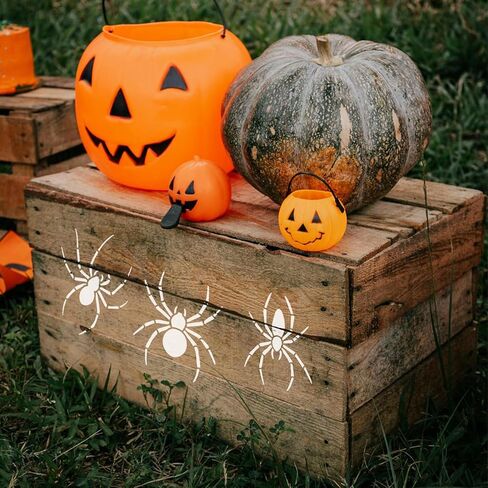 Fingerinspire 9pcs العنكبوت الإستنسل مع الفرشاة البلاستيكية 1pc 5.9x5.9inch 9 أنماط العناكب النمط استنسل قالب هالوين قالب للطلاء على الأثاث الخشب الخشب الأثاث ديي المنزل ديكور in Kuwait