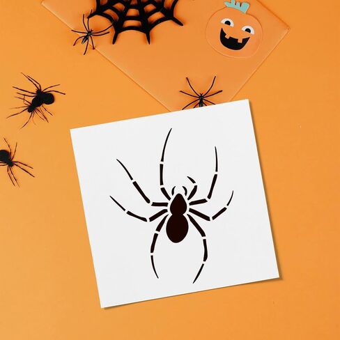 Fingerinspire 9pcs العنكبوت الإستنسل مع الفرشاة البلاستيكية 1pc 5.9x5.9inch 9 أنماط العناكب النمط استنسل قالب هالوين قالب للطلاء على الأثاث الخشب الخشب الأثاث ديي المنزل ديكور in Kuwait