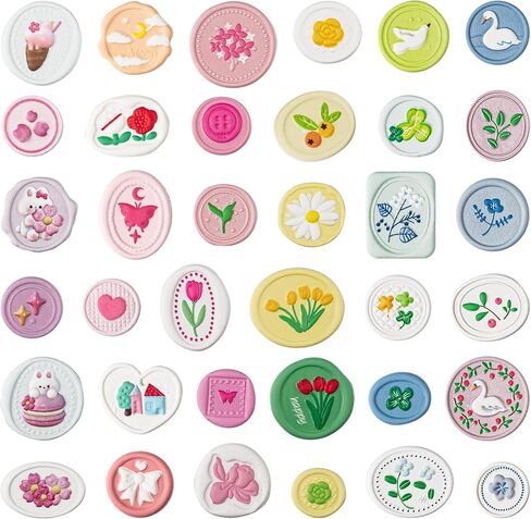 Mayplous 108 Designs Wax Seal Envelope Seal Embossed Stamp Cute 3D Puffy Deco Foam Adhesive Dot Sticker for Scrapbooking Journal Wrapping Card-Making Crafting (Lily) in Saudi Arabia