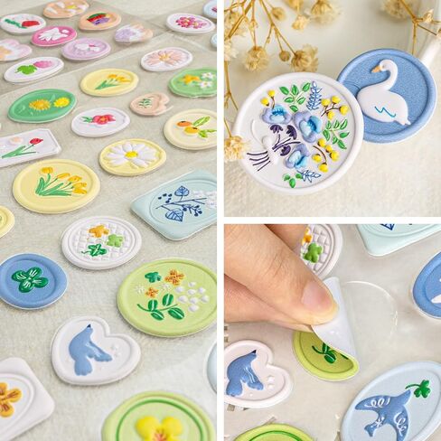 Mayplous 108 Designs Wax Seal Envelope Seal Embossed Stamp Cute 3D Puffy Deco Foam Adhesive Dot Sticker for Scrapbooking Journal Wrapping Card-Making Crafting (Lily) in Saudi Arabia
