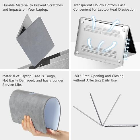 Compatible with 2021-23 Mac Pro 14 M1A2442/M2A2779/M3A2992/A2918 Faux Hairy Leatherr Short Plush Hard Shell Case with Keyboard Cover (Light Gray, MacBook Pro14 A2442/M2A2779/A2992/A2918) in Kuwait