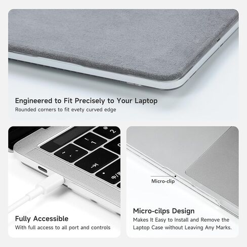 Compatible with 2021-23 Mac Pro 14 M1A2442/M2A2779/M3A2992/A2918 Faux Hairy Leatherr Short Plush Hard Shell Case with Keyboard Cover (Light Gray, MacBook Pro14 A2442/M2A2779/A2992/A2918) in Kuwait