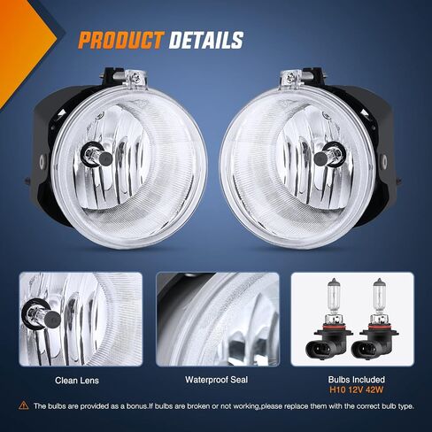مجموعة مصابيح الضباب Nilight متوافقة مع 2005-2010 Dodge Grand Caravan Charger Nitro Challenger 2004-2010 Chrysler Town & Country Sebring Pacifica 2007-2010 Jeep Patriot Compass، ضمان لمدة عامين in Kuwait