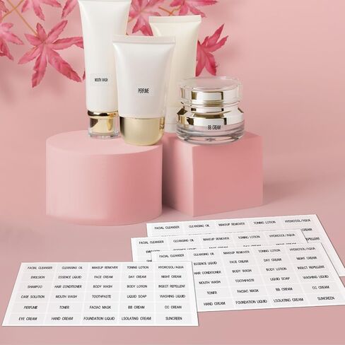 300 PCS تسميات زجاجة حجم سفر مقاوم للماء - ملصقات تنظيم تجميل واضحة للمستحضر والكريمة وغسل الجسم والشامبو in Saudi Arabia