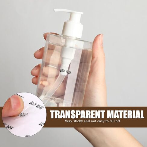 300 PCS تسميات زجاجة حجم سفر مقاوم للماء - ملصقات تنظيم تجميل واضحة للمستحضر والكريمة وغسل الجسم والشامبو in Saudi Arabia