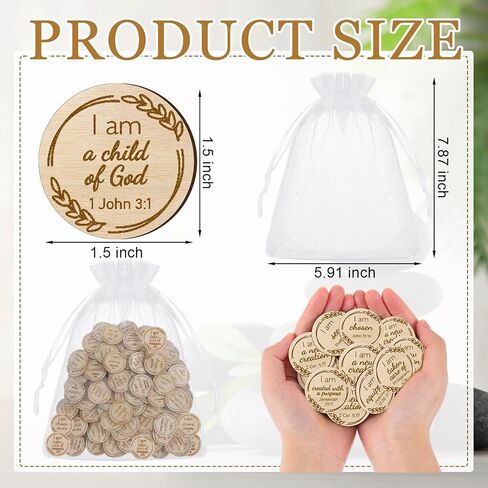 150 Pcs Jesus Loves You Tokens Wooden Christian Challenge Coin Sunday School Supplies VBS Prizes Religious Cross Prayer Pocket Token Sunday School Prizes Jesus Bible Verse Coins for Church Prayer VBS in Saudi Arabia