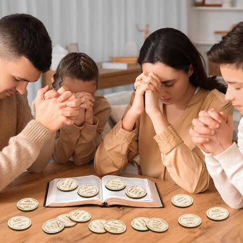 150 Pcs Jesus Loves You Tokens Wooden Christian Challenge Coin Sunday School Supplies VBS Prizes Religious Cross Prayer Pocket Token Sunday School Prizes Jesus Bible Verse Coins for Church Prayer VBS in Saudi Arabia