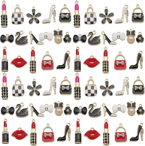 Youdiyla 32pcs Alloy enamel women's suit series Pendant Jewelry Making DIY Keychain Earrings Pendant Various Design Charms for Jewelry Making Bracelets Necklace (SN214) in Kuwait