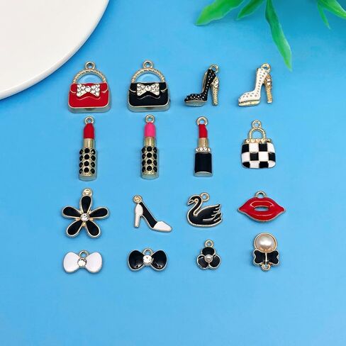 Youdiyla 32pcs Alloy enamel women's suit series Pendant Jewelry Making DIY Keychain Earrings Pendant Various Design Charms for Jewelry Making Bracelets Necklace (SN214) in Kuwait