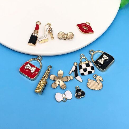 Youdiyla 32pcs Alloy enamel women's suit series Pendant Jewelry Making DIY Keychain Earrings Pendant Various Design Charms for Jewelry Making Bracelets Necklace (SN214) in Kuwait