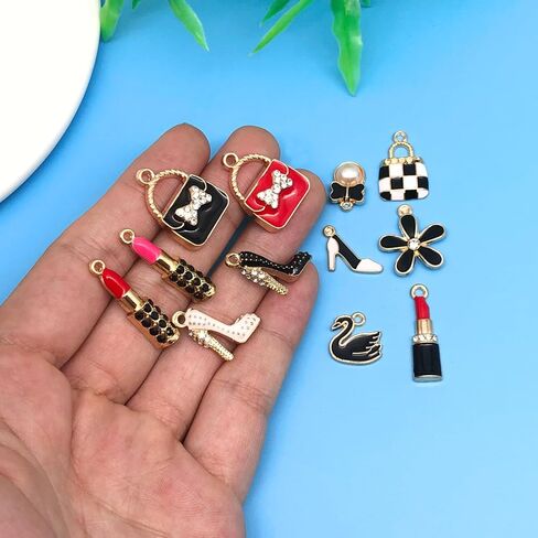 Youdiyla 32pcs Alloy enamel women's suit series Pendant Jewelry Making DIY Keychain Earrings Pendant Various Design Charms for Jewelry Making Bracelets Necklace (SN214) in Kuwait
