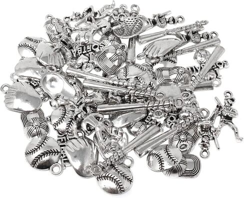 Honbay 60pcs alloy ball Sports Charms Softball charms قلادة قفازات الكرة اللينة لاعبي Cap Player Pendants لأقراط Making Jewely Netclace Making (6 Style) in Saudi Arabia
