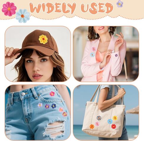 Giantree 37 Pcs Colorful Flower Iron-on Patches, Cute Daisy Flowers Applique Patches, Sew Embroidered Applique Sewing Patch, Cute Flower Iron-On Patch for Bags Jackets Jeans Clothing DIY in Saudi Arabia